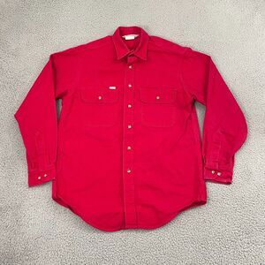 VTG Carhartt Chamois Shirt Men M Red Union Made USA Workwear 90s Button Front